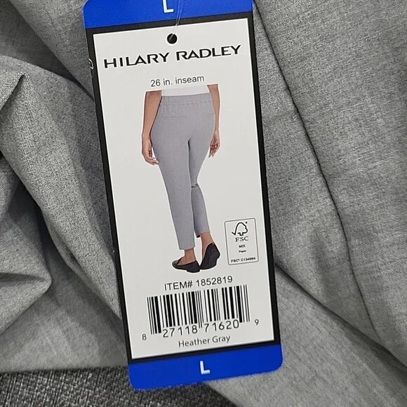 Hilary Radley Womens Pull On Ankle Pants with Pockets Large Size Heather Gray - Picture 8 of 9